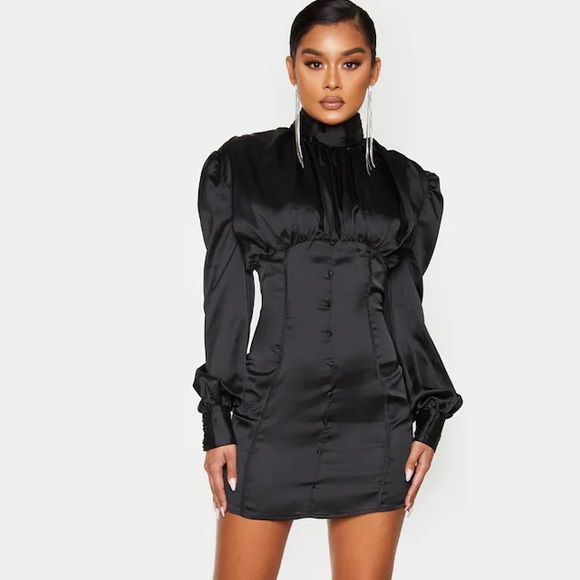 Black Satin Dress - Picture 1 of 2